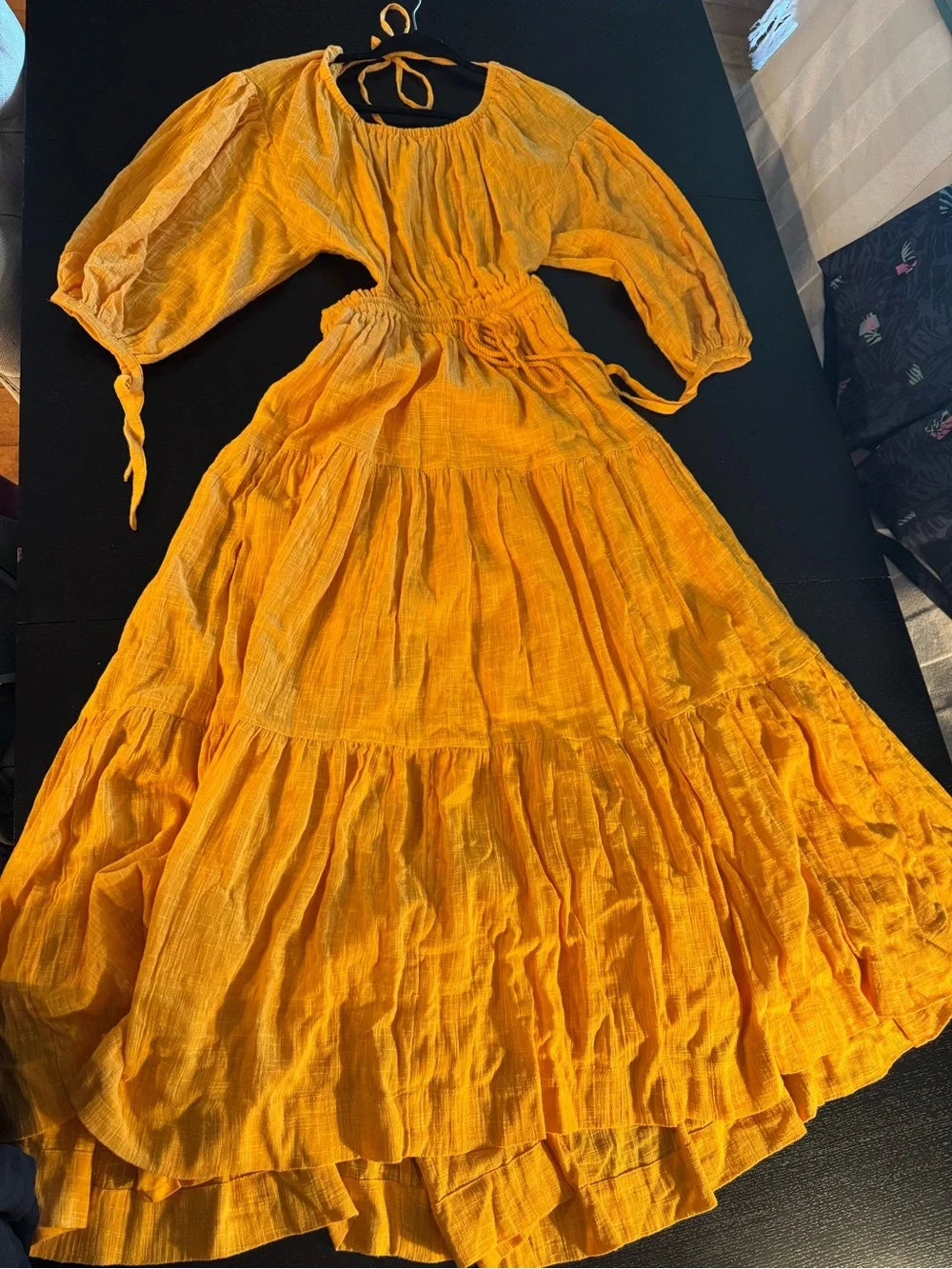 Free People Backless Tiered Maxi Dress in Bright Yellow - Picture 1 of 6